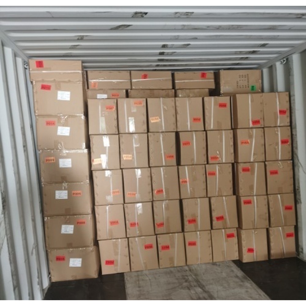 Mixed cartons arranged inside an export container