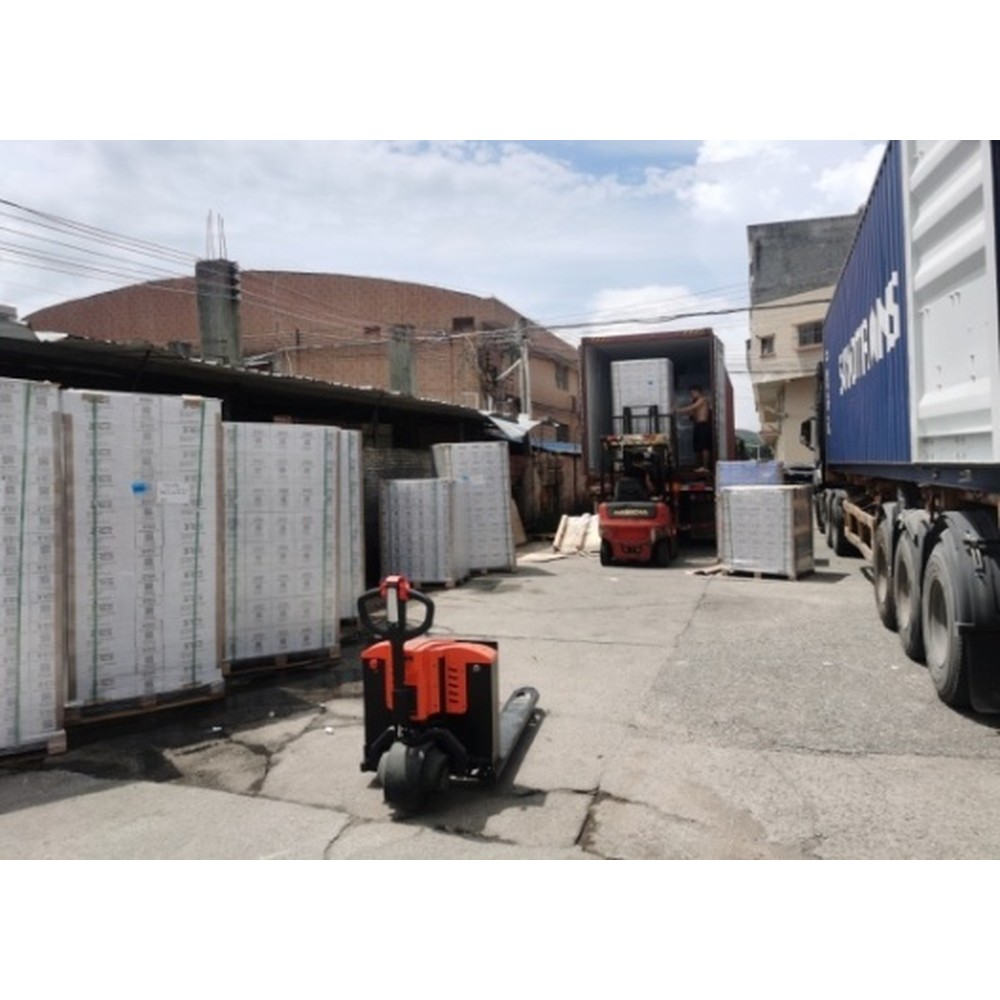 Palletized cargo loaded at the factory yard