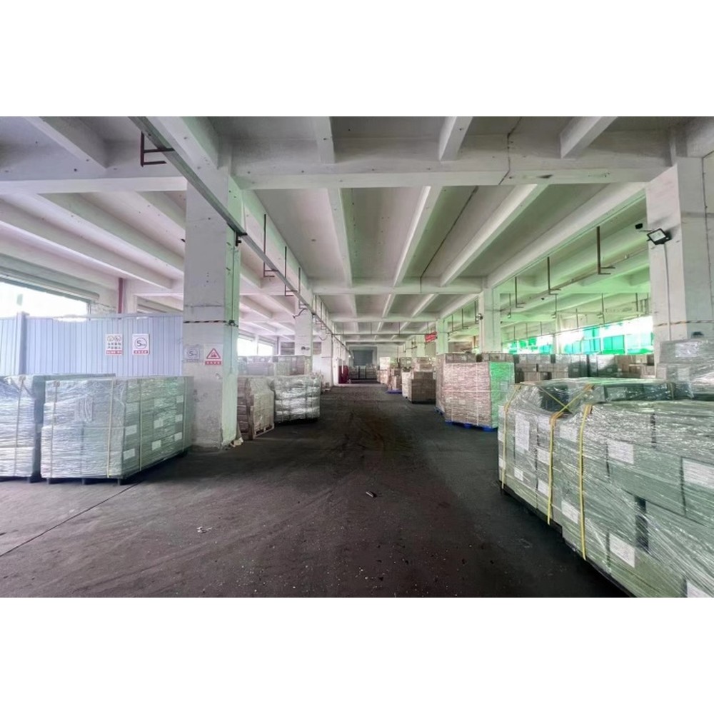Palletized goods organized across warehouse aisles